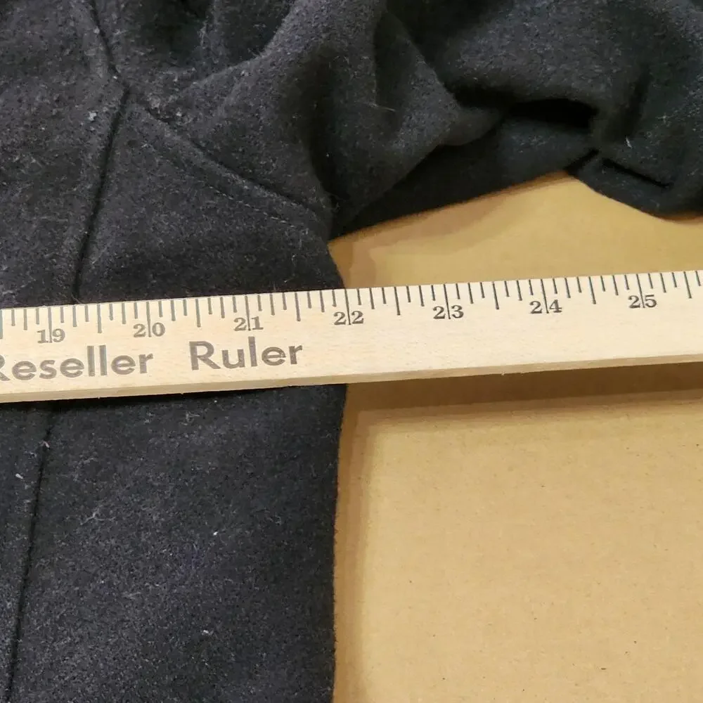 GUESS Pea Coat Mens Medium Black Wool Blend Quilted Double Breasted Winter